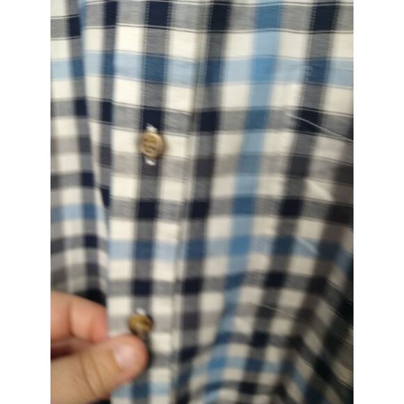 Croft & Barrow Men's L Blue Gingham Easy Care Collared Button Long Sleeve Pocket - Picture 4 of 9